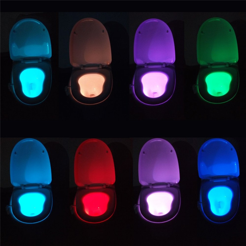 Smart Bathroom Toilet Night Light LED Body Motion Activated On/Off Seat Sensor Lamp 8 Color PIR luces led decoracion lighting