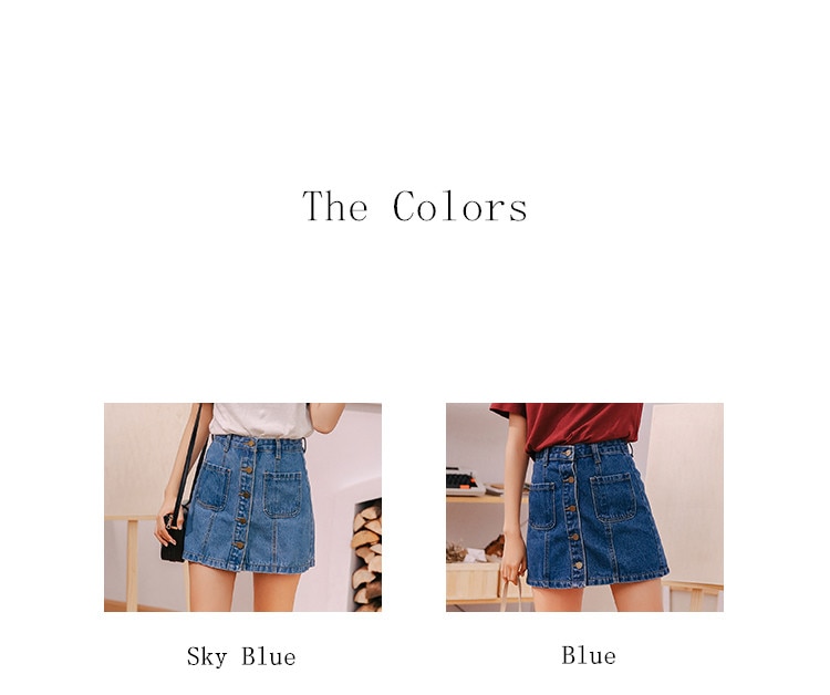 Denim Skirt High Waist A-line Mini Skirts Women 2020 Summer New Arrivals Single Button Pockets Blue Jean Skirt Style Saia Jeans